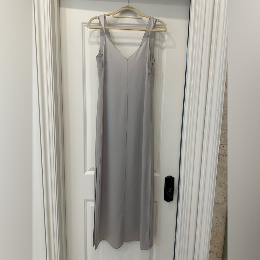Silver silk maxi dress